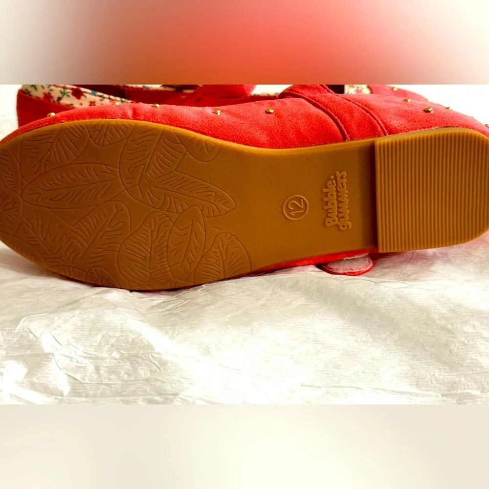 Toddler Girl Party, Elegant, high-backed Mary jane shoe with flower design Sz 12